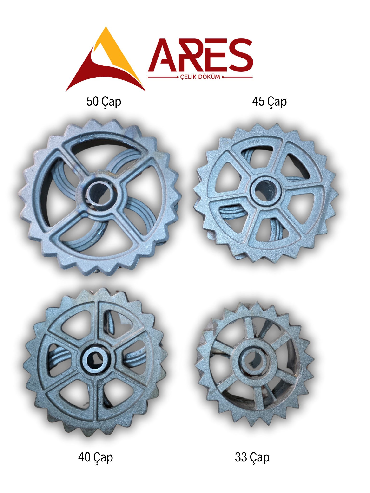 33 Çap - 40 Çap - 45 Çap - 50 Çap Merdane Döküm